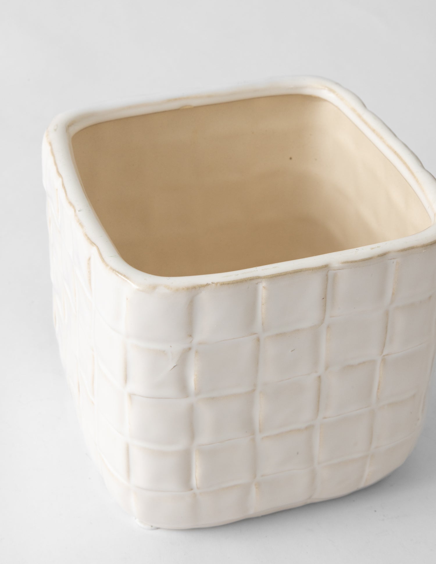 Square Woven Stoneware Planter