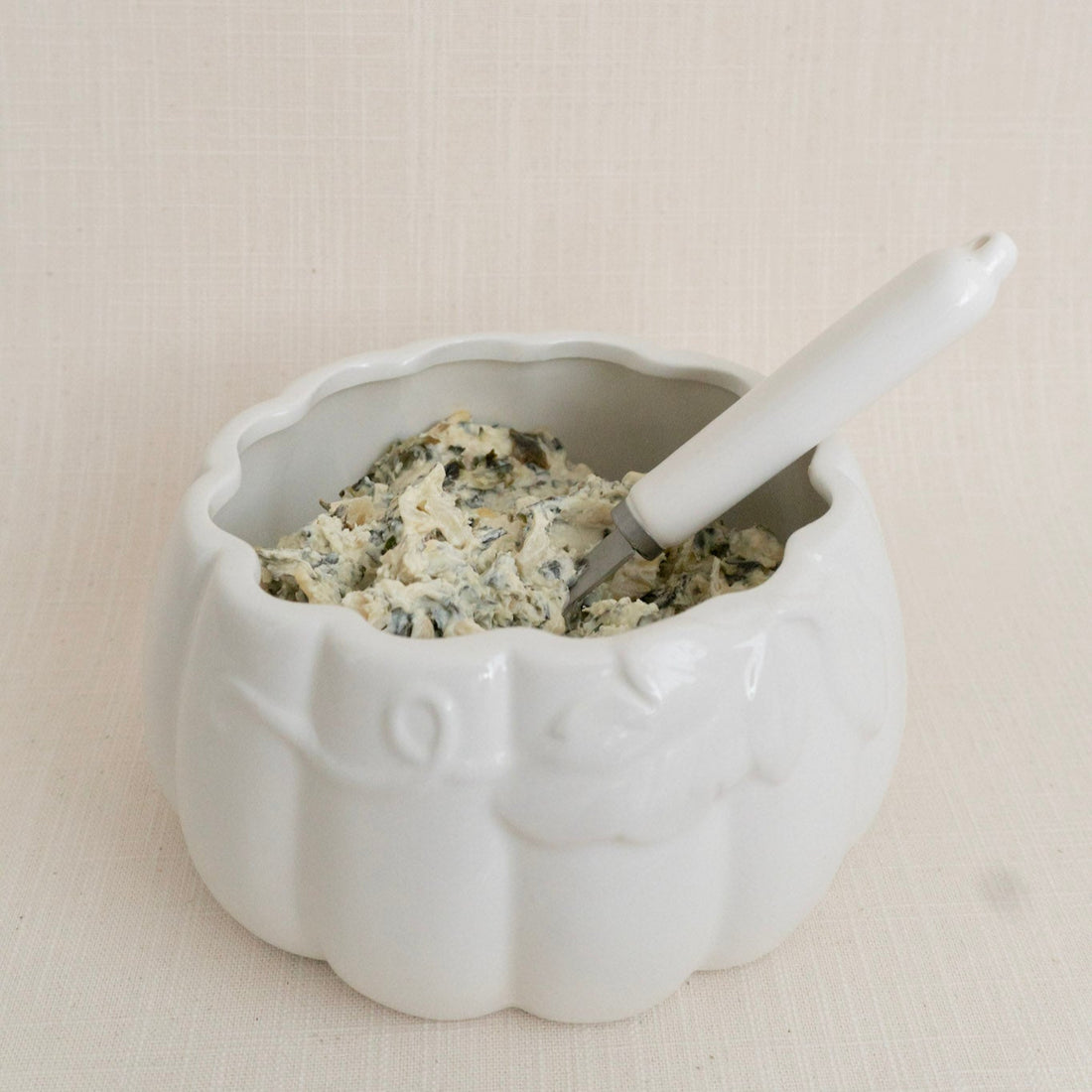 Ceramic Bowl w/ Stainless Steel Knife