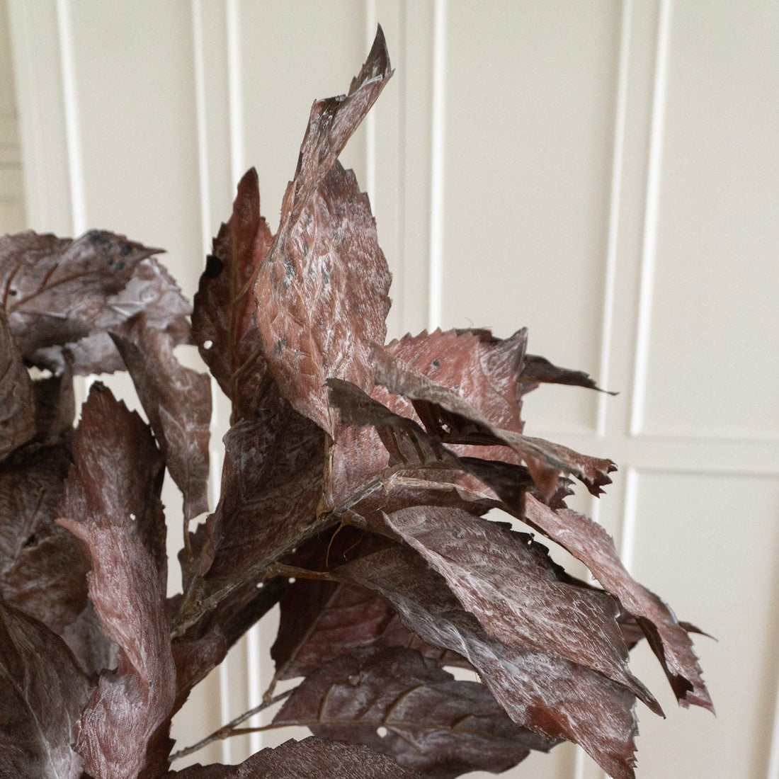 Dry Hydrangea Leaf Spray - Wine