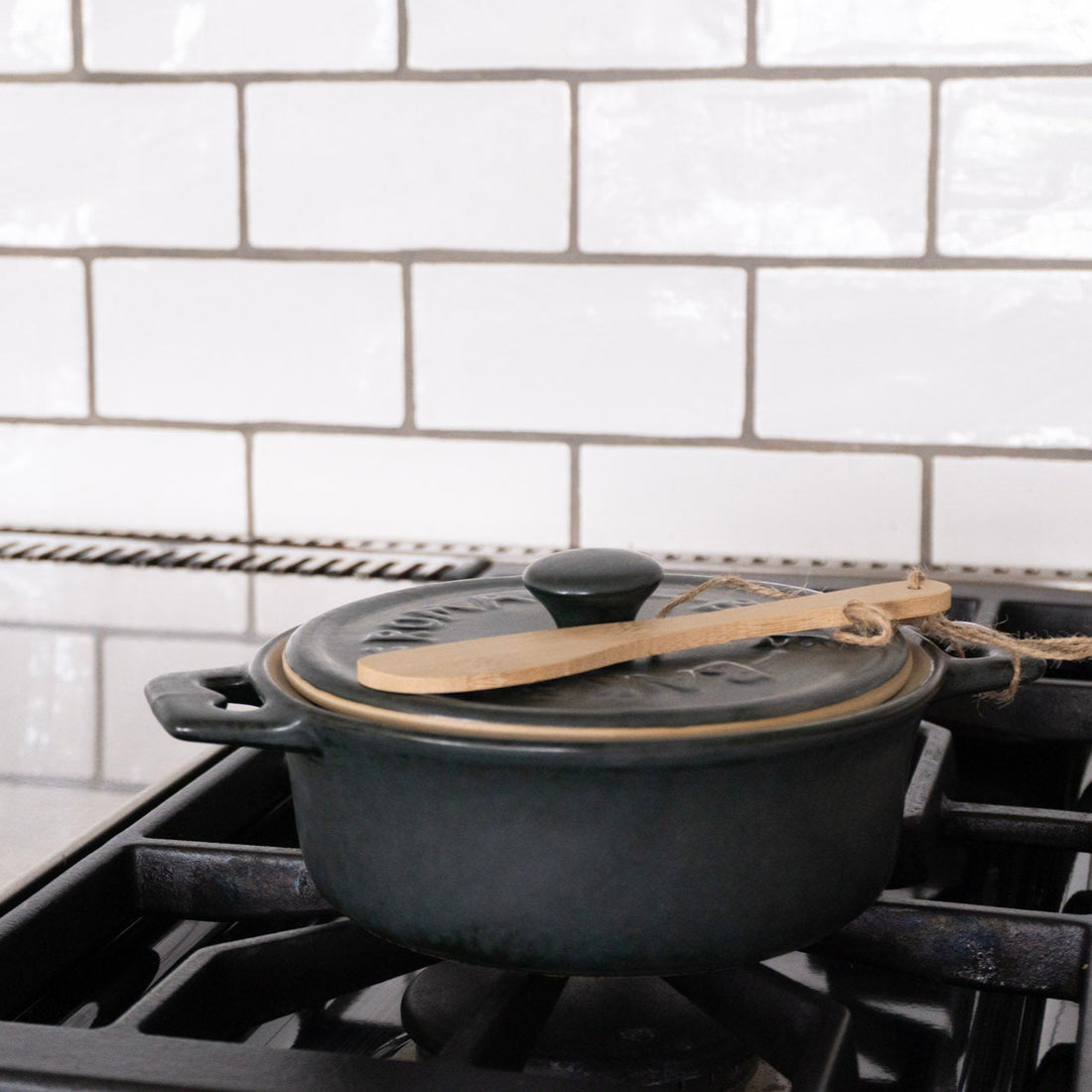 Stoneware Brie Baker w/ Bamboo Spreader