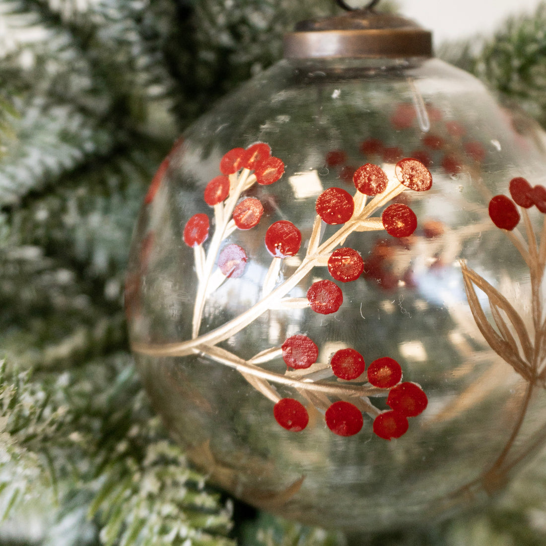 4&quot; Glass Ornament w/Berry Design