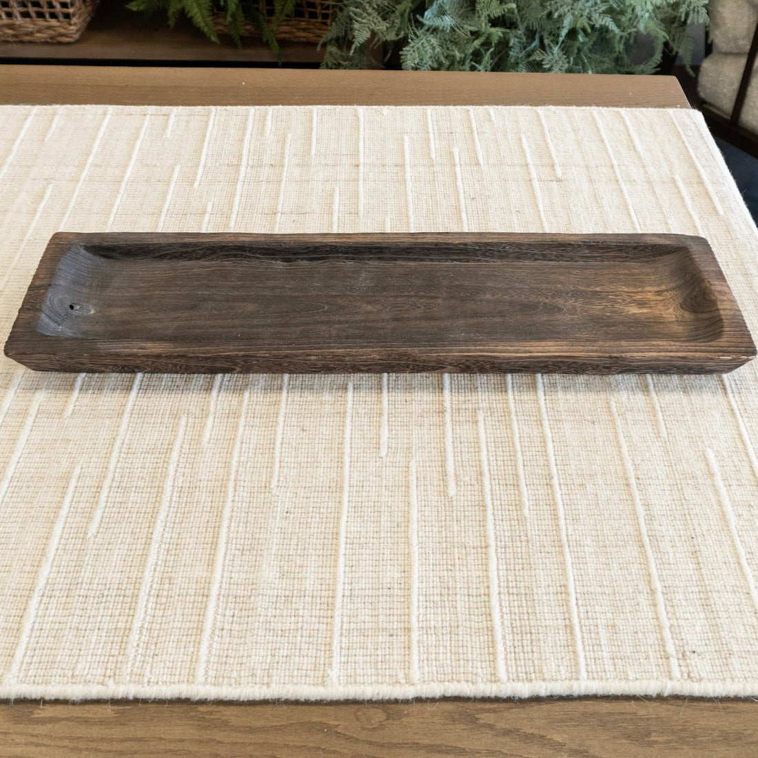 27&quot; Walnut Finish Wood Tray