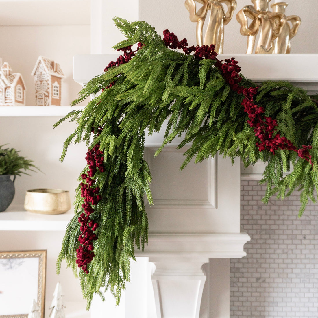 72" Burgundy Flocked Ball Garland