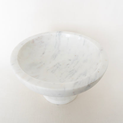 8" White Marble Raised Bowl