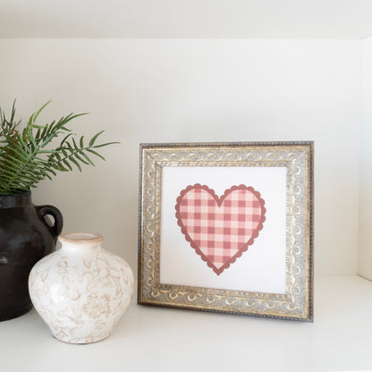 Gingham Heart Framed Art