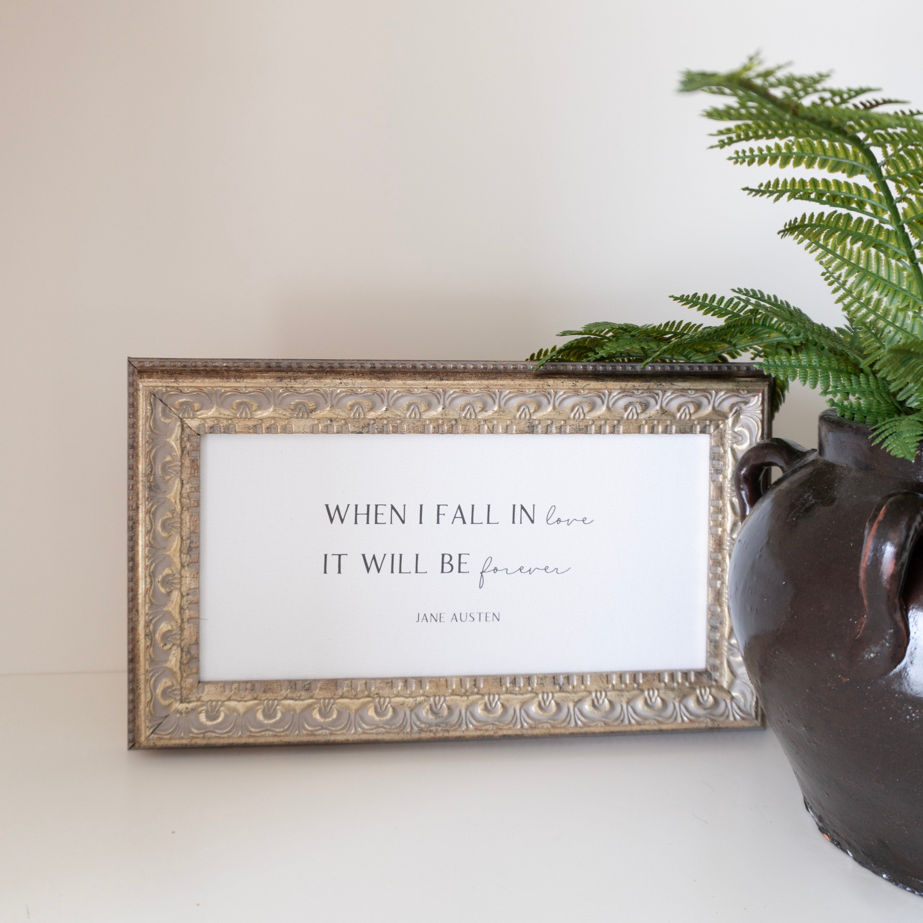 When I Fall In Love Framed Antique Print: 12x7