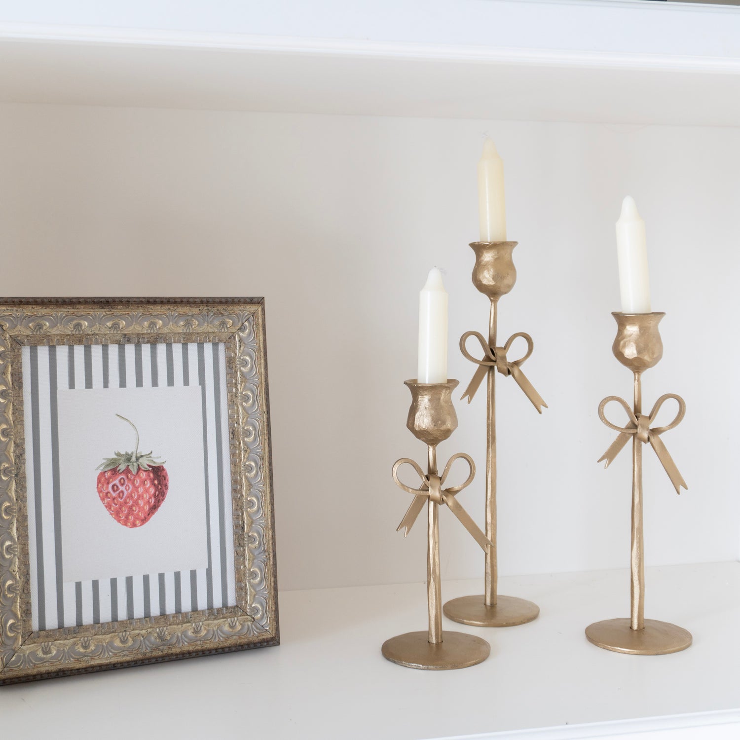 Antique Brass Bow Candle Holders