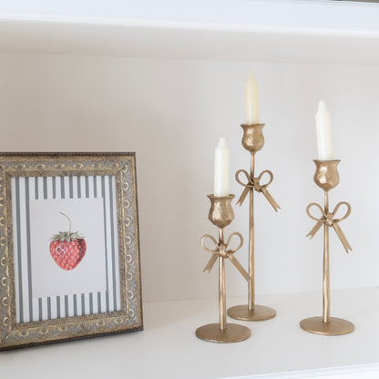 Antique Brass Bow Candle Holders