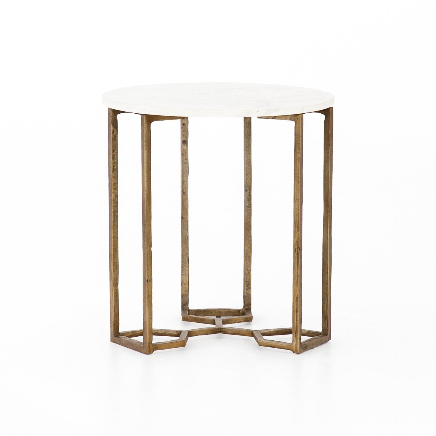 Naomi Marble End Table - Polished White Marble