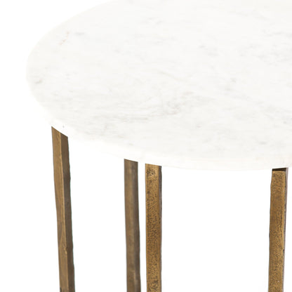 Naomi Marble End Table - Polished White Marble