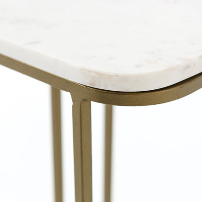 Adalley C Table - Polished White Marble