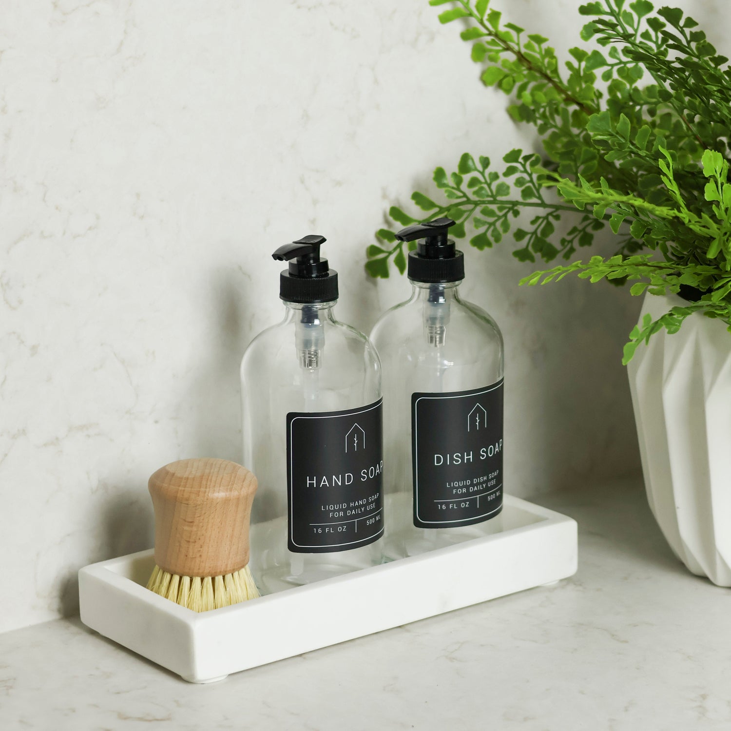 10" White Rectangle Marble Tray