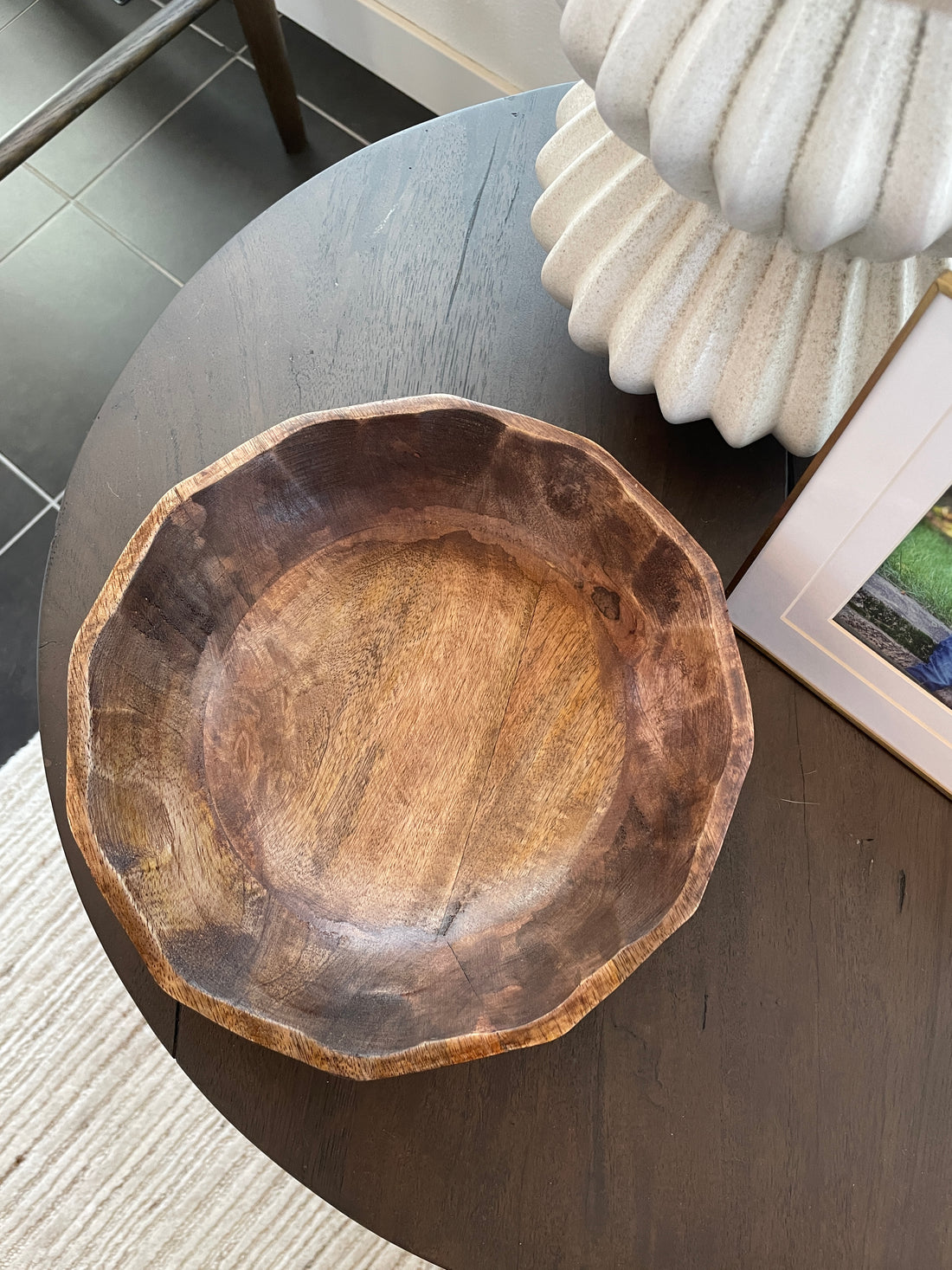 Mango Wood Scalloped Bowl