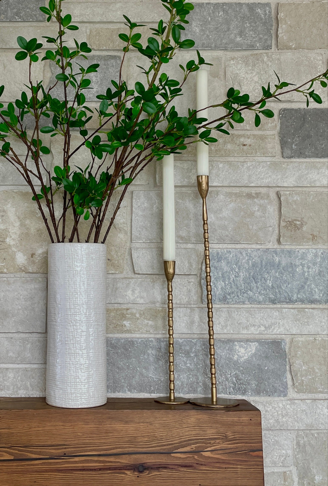 Cast Iron Brass Finished Candlesticks
