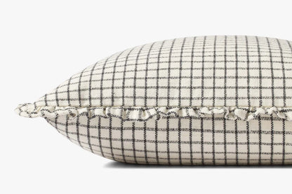 Ruffled Edge Black Grid Pillow