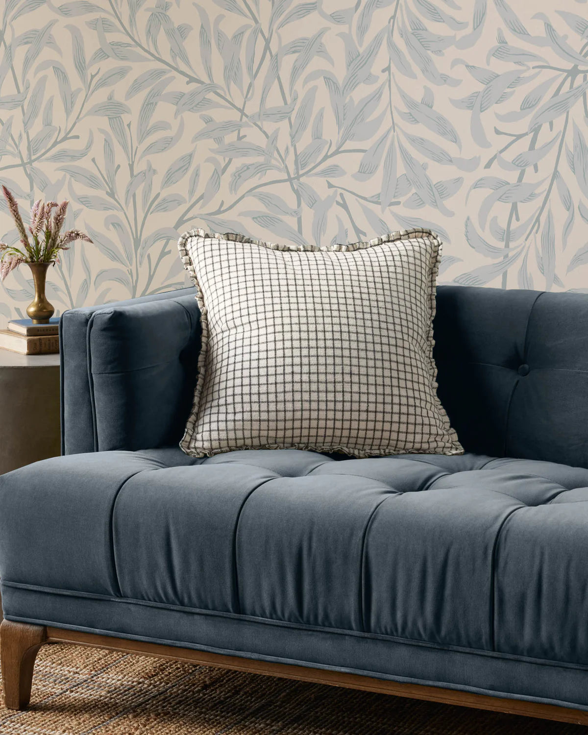 Ruffled Edge Black Grid Pillow