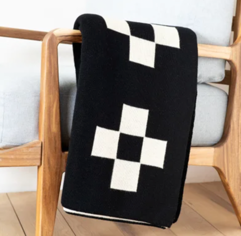 Black Cross Throw Blanket