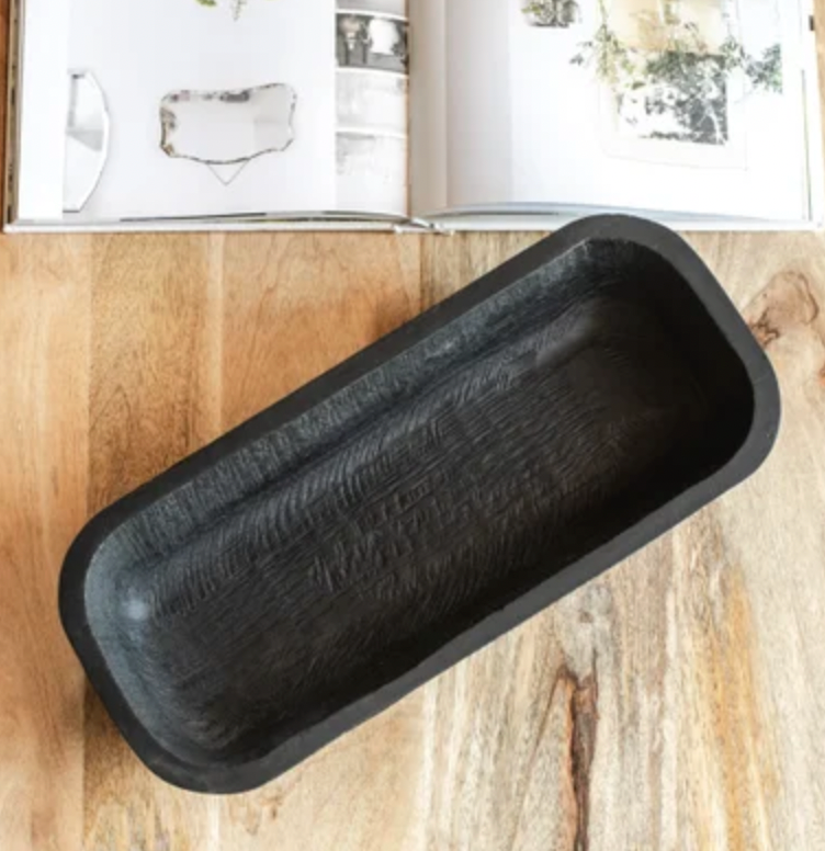 Black Wood Dough Bowl