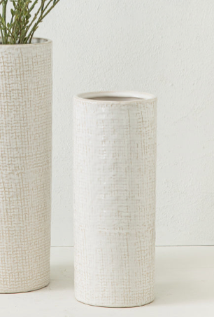 Checked Vase Ivory