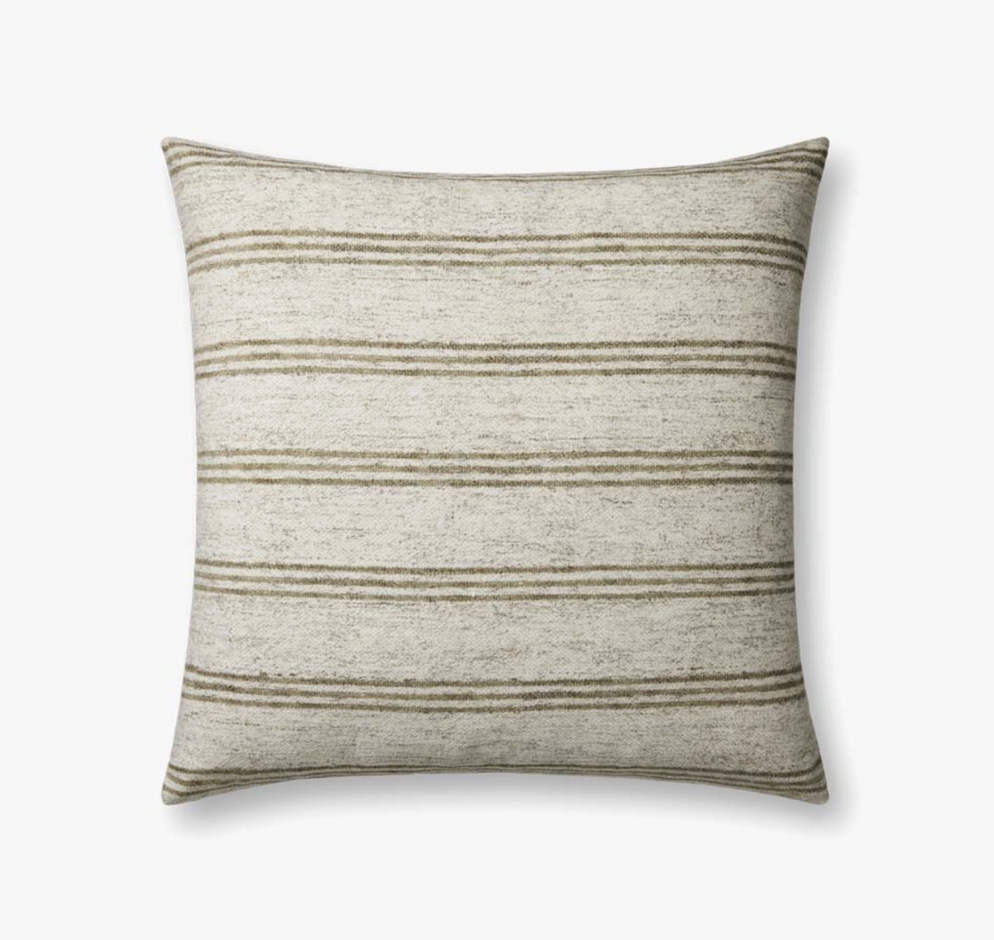 22" Zephyr Down Pillow Ivory/ Olive