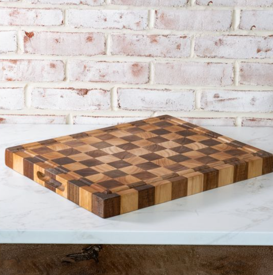 Acacia Wood Checker Serve Board