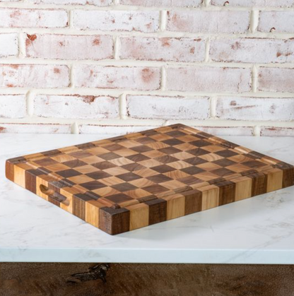 Acacia Wood Checker Serve Board