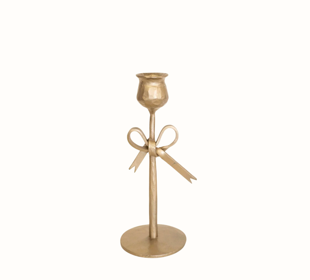 Antique Brass Bow Candle Holders