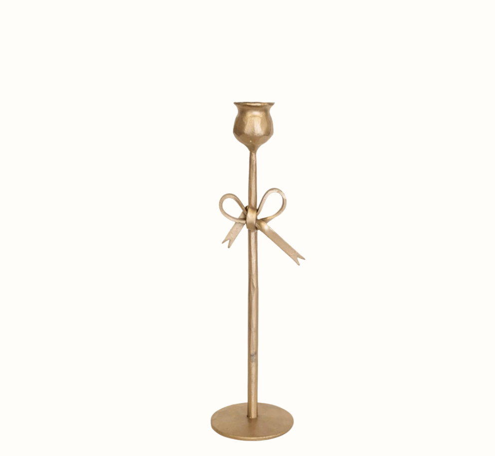 Antique Brass Bow Candle Holders
