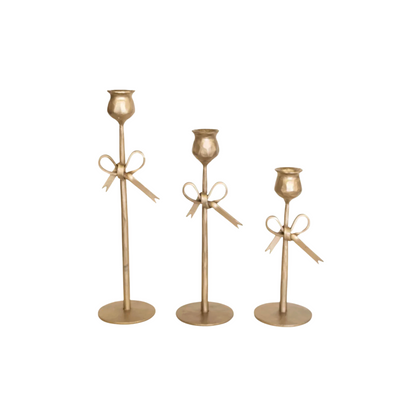 Antique Brass Bow Candle Holders