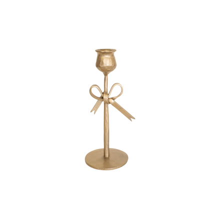 Antique Brass Bow Candle Holders