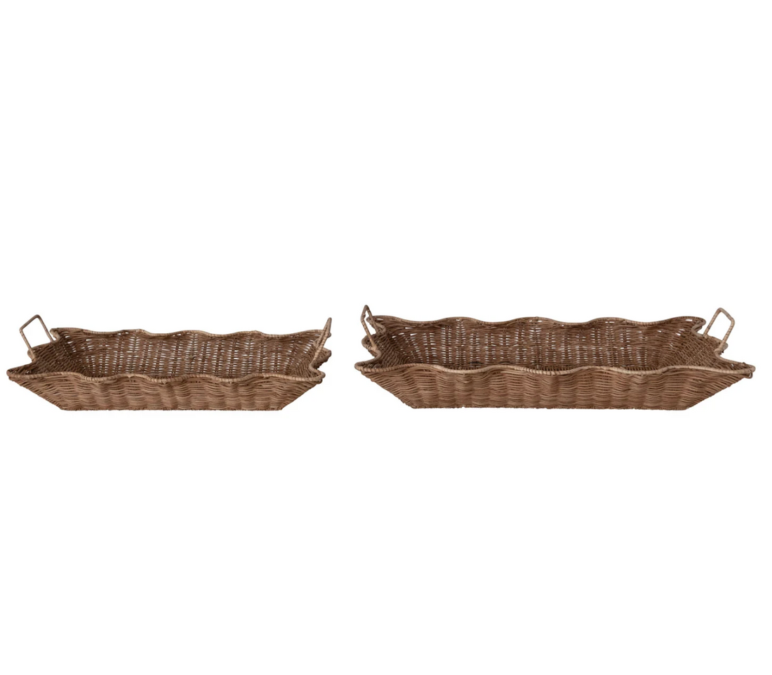 Rattan Scalloped Tray