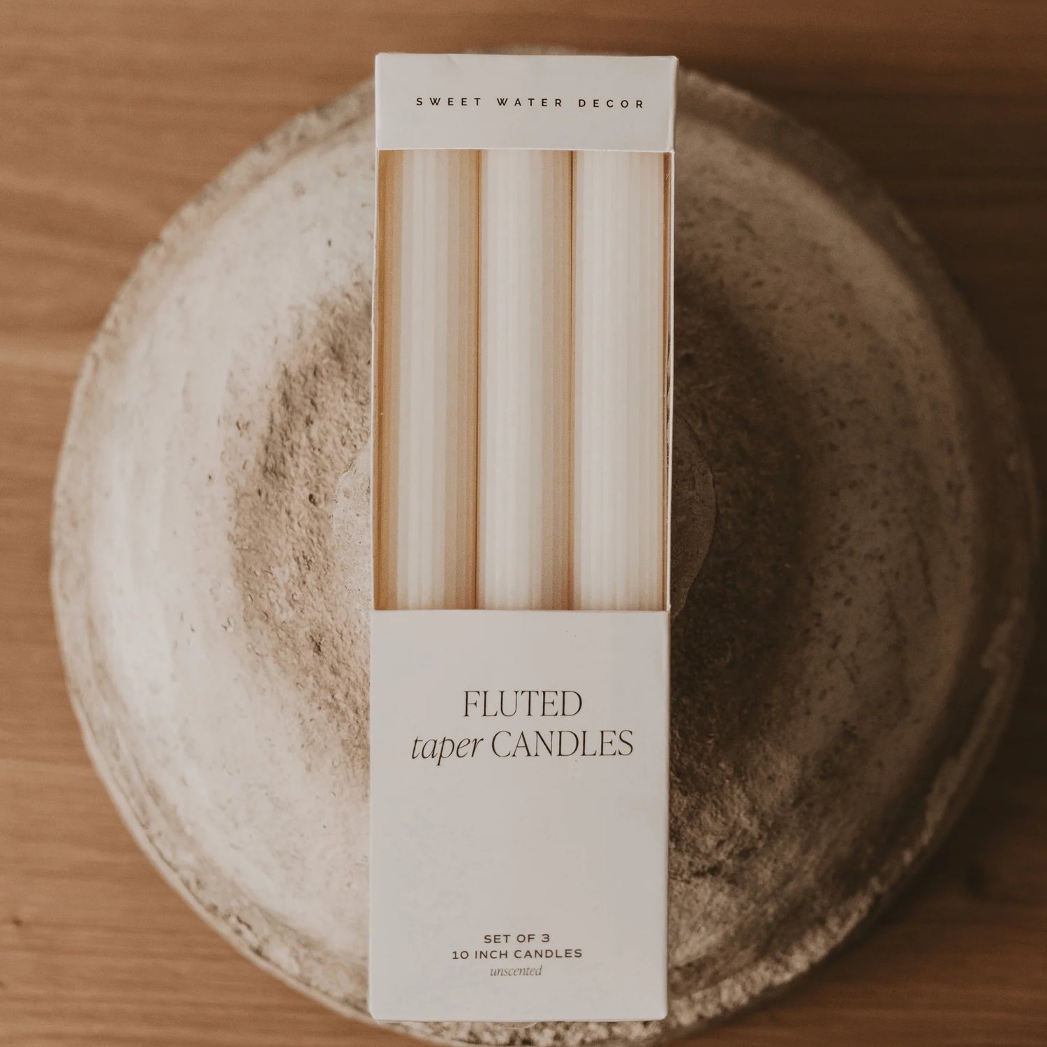 Fluted Taper Candles - 3 Pack