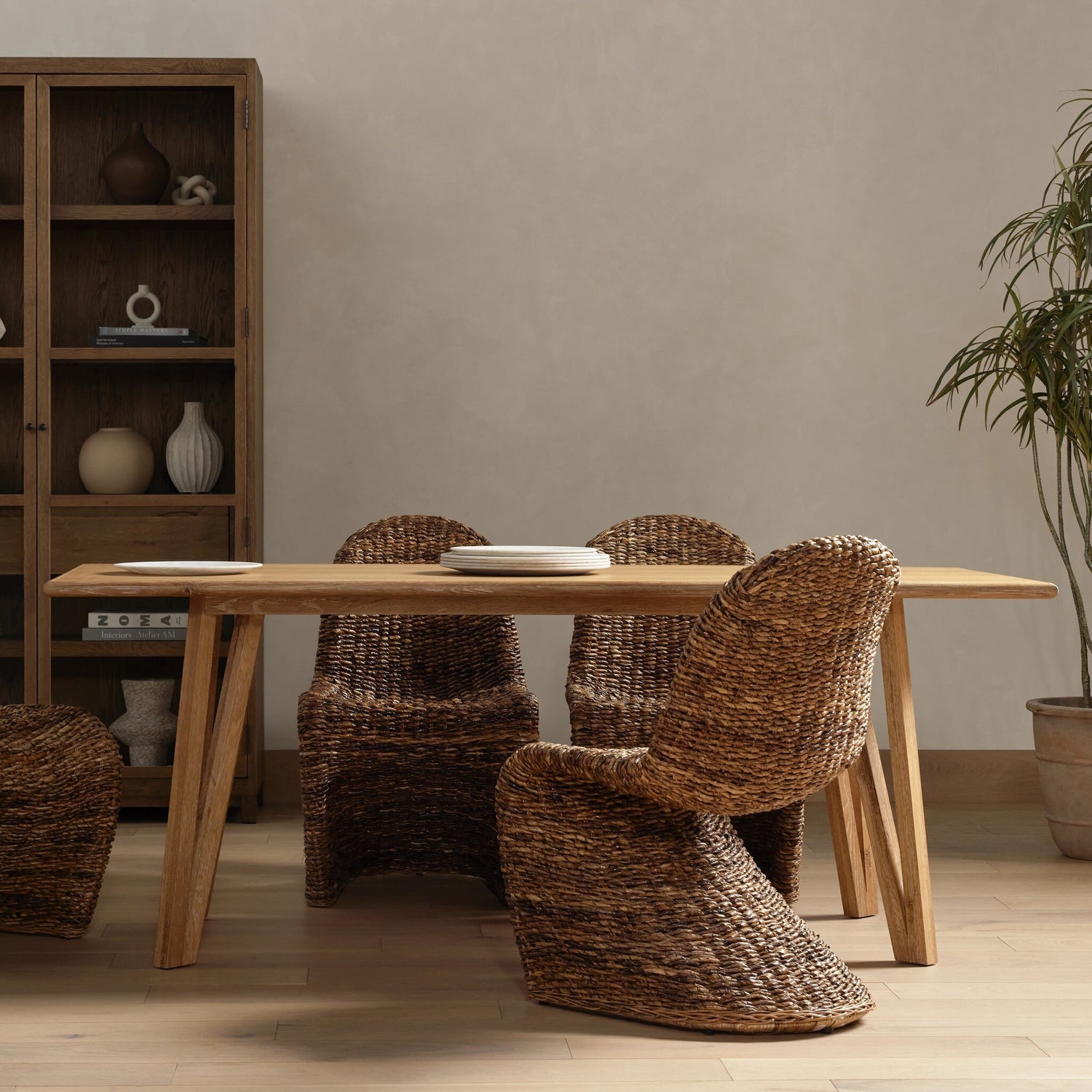 Leah Dining Table - Whitewashed Oak Veneer