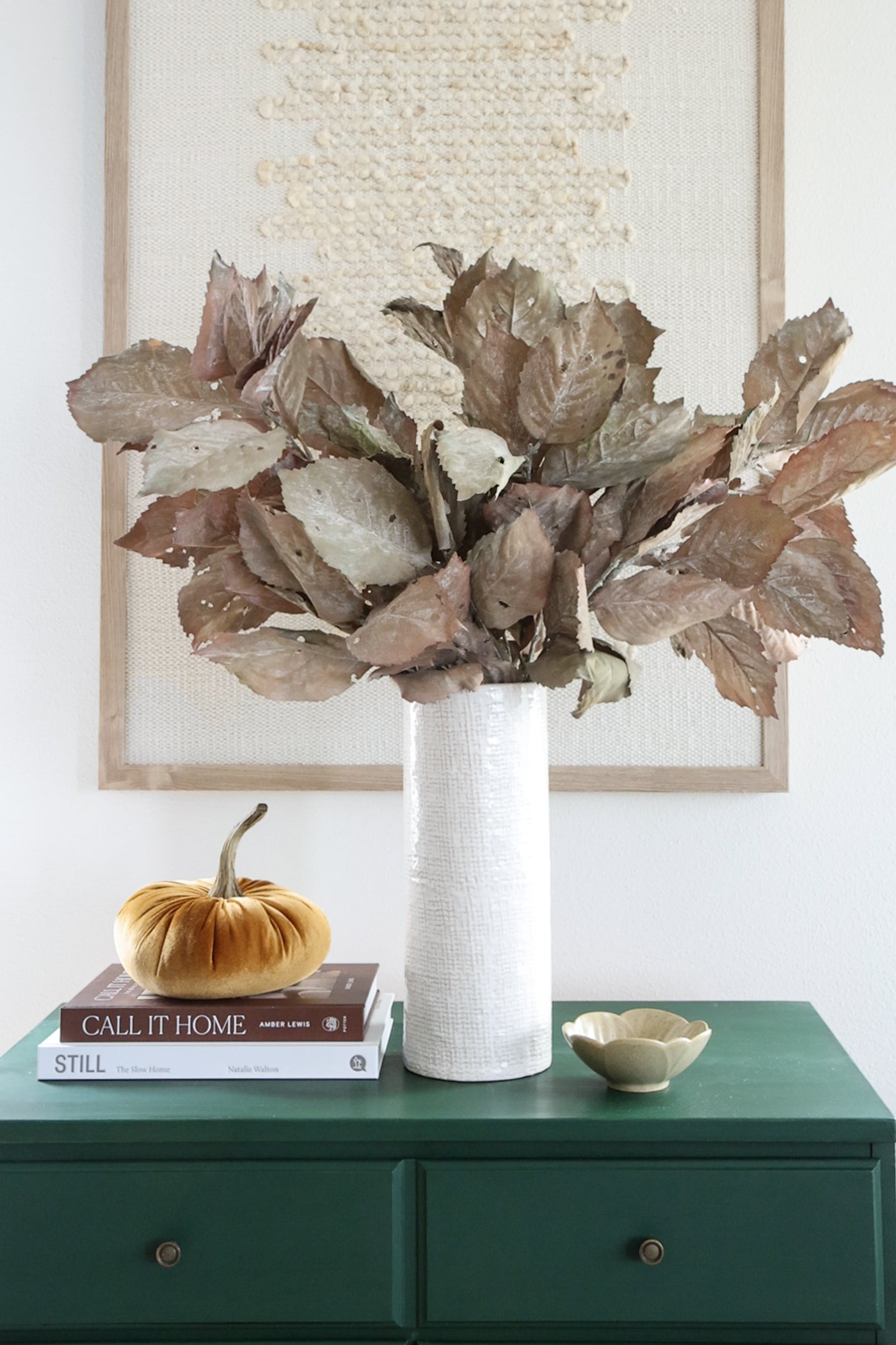 Faux Dried Hydrangea Leaf Stem