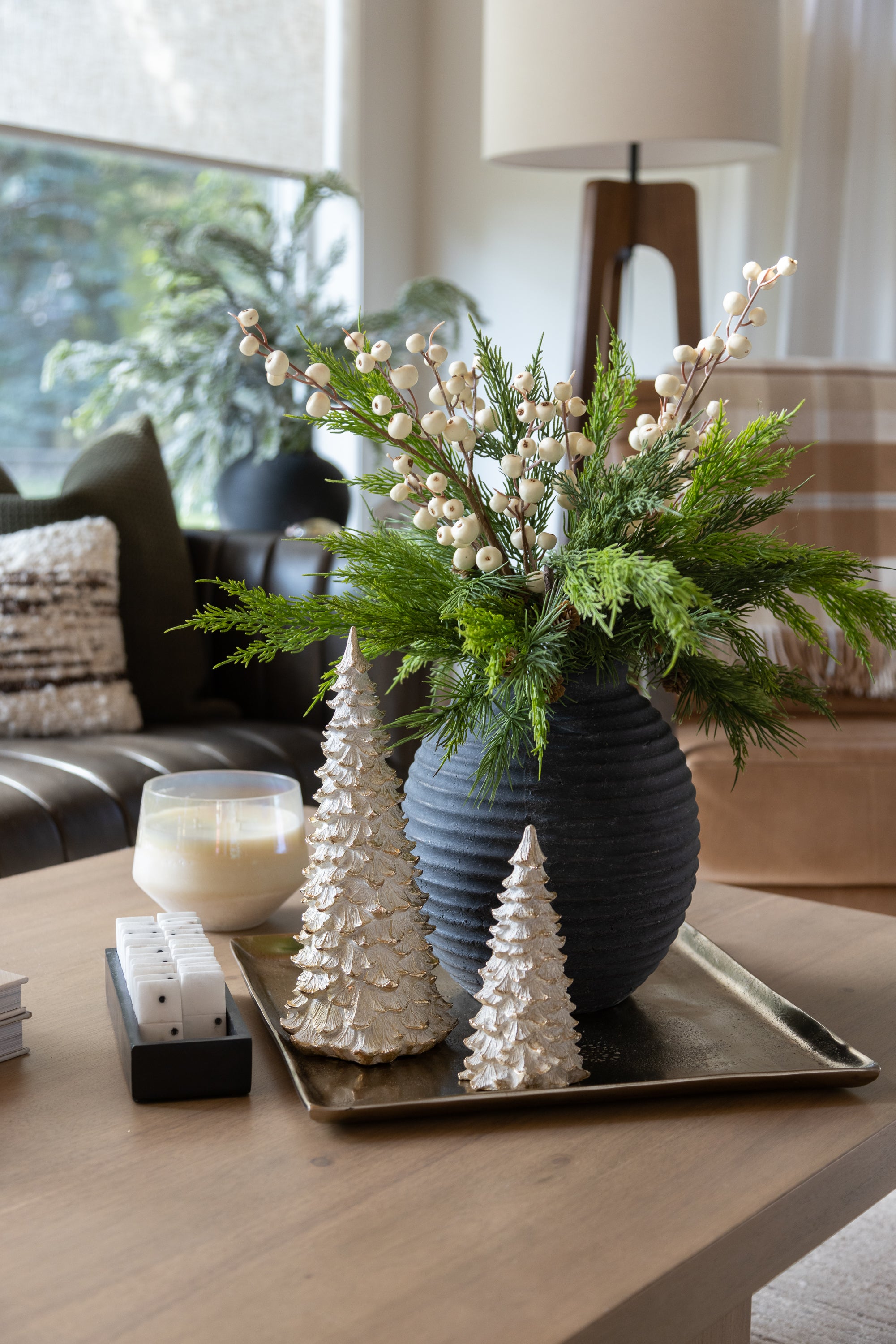 Ceramic Gold Snow Pine Tree