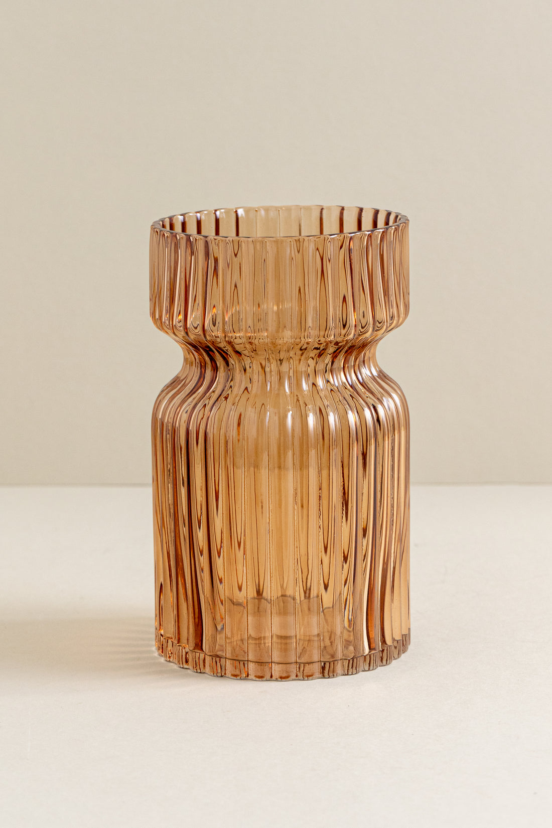 Amber Ribbed Vase