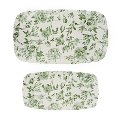 Green Delft Stacking Melamine Tray - Set of 2