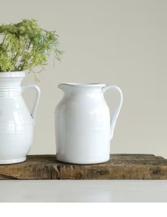 White Glazed Terracota Pitcher