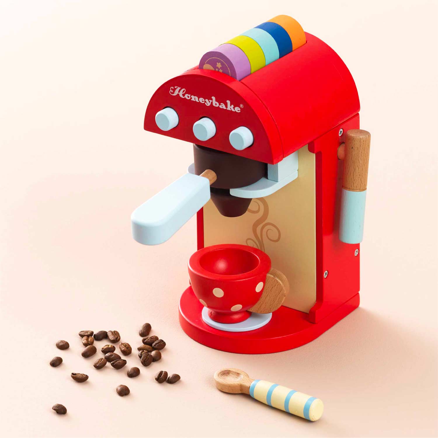 Wooden Toy Coffee Machine &amp; Pods