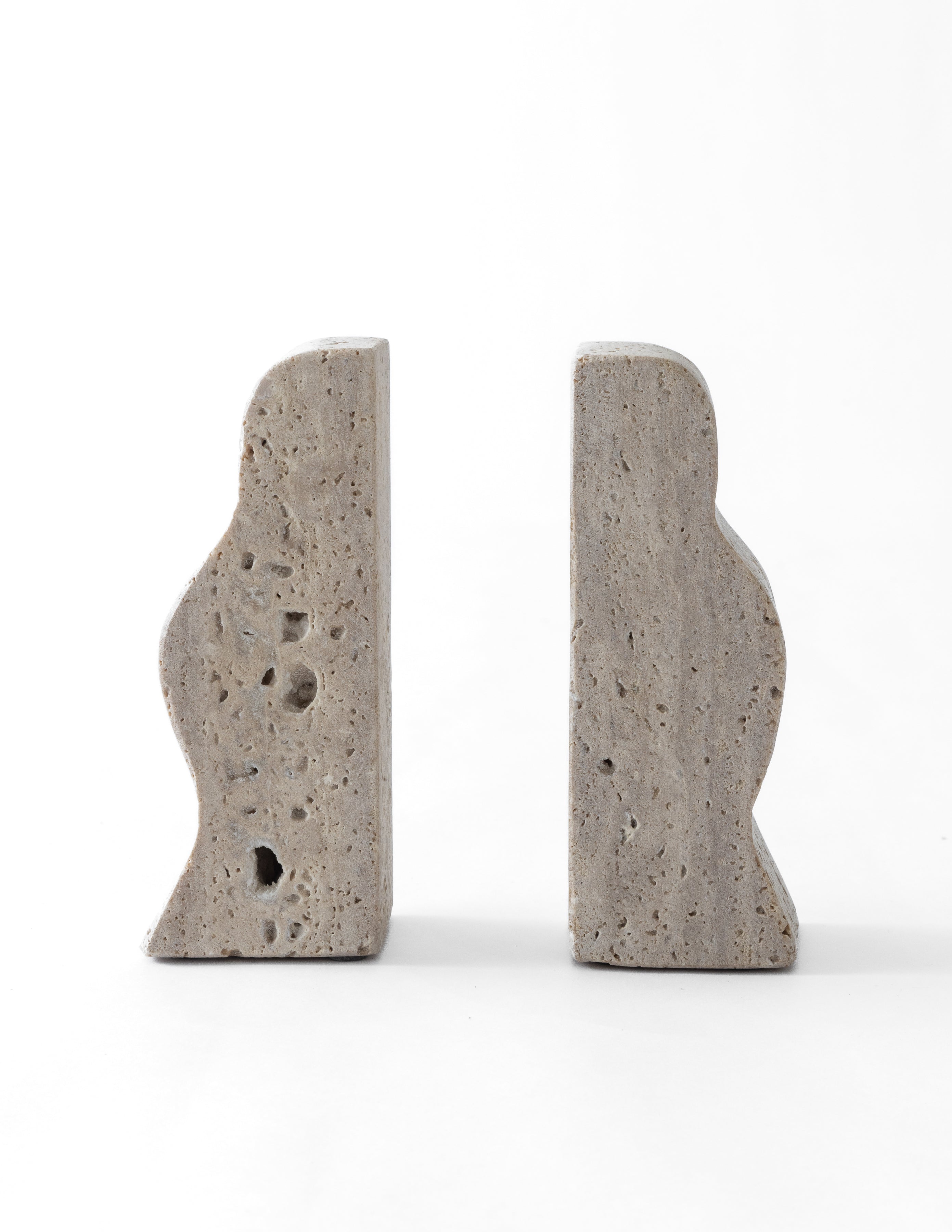 Travertine Wave Bookends