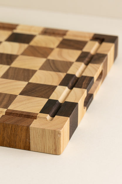 Acacia Wood Checker Serve Board