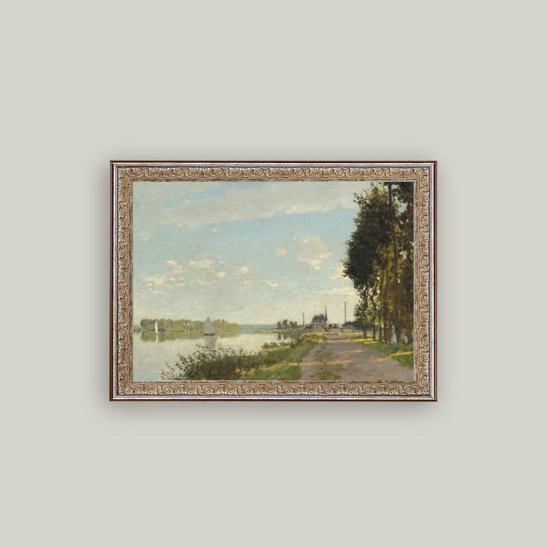 Riverside Walk Framed Antique Art: 16x12