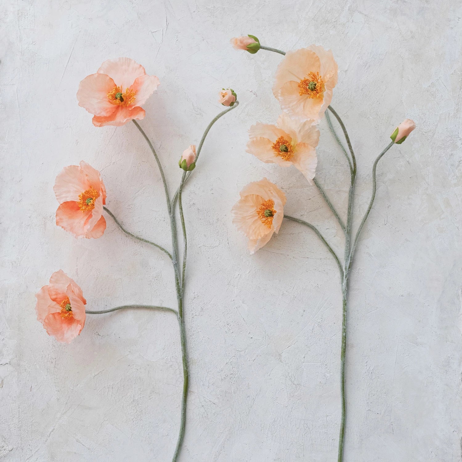 Peach Faux Poppy Stem - 31&quot; Long