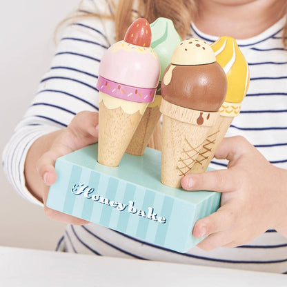 Wooden Ice Cream Cones Set