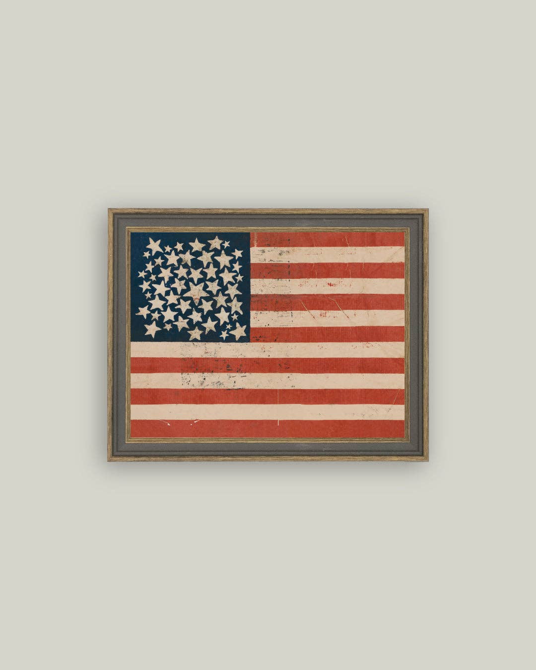 Rustic Flag Framed Antique Art: 9x7