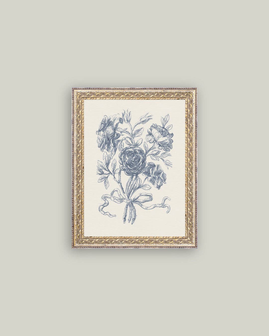 Blue Flower Sketch Framed Antique Art