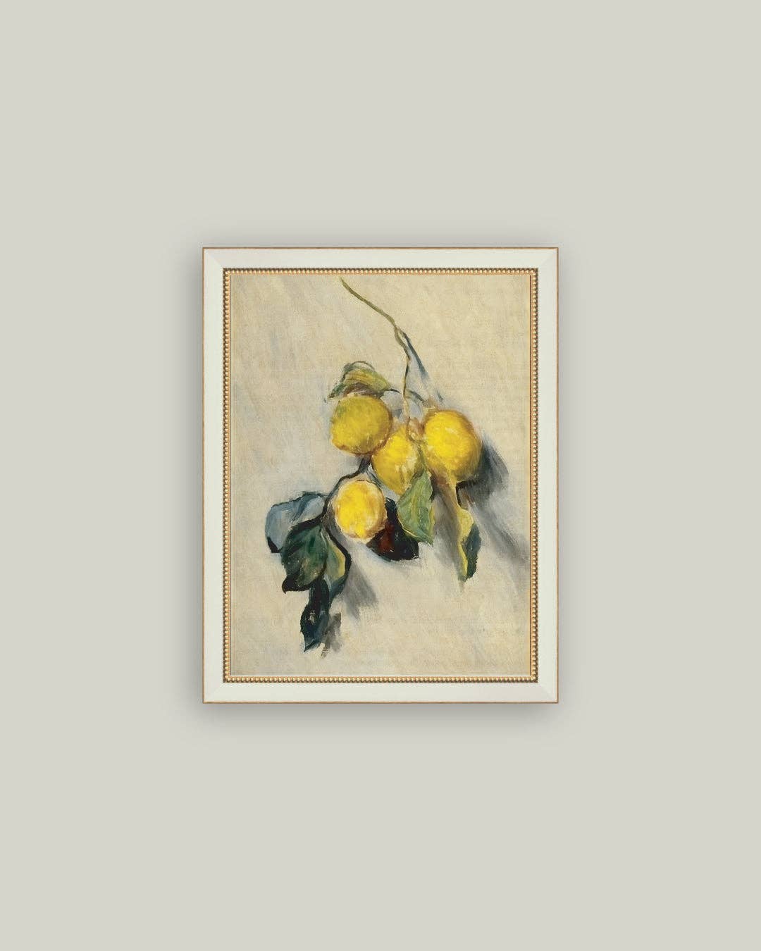Branch of a Lemon Tree Framed Antique Art: 7x9