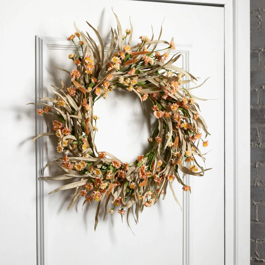 Grass &amp; Bunny Tail Wreath - 24&quot;