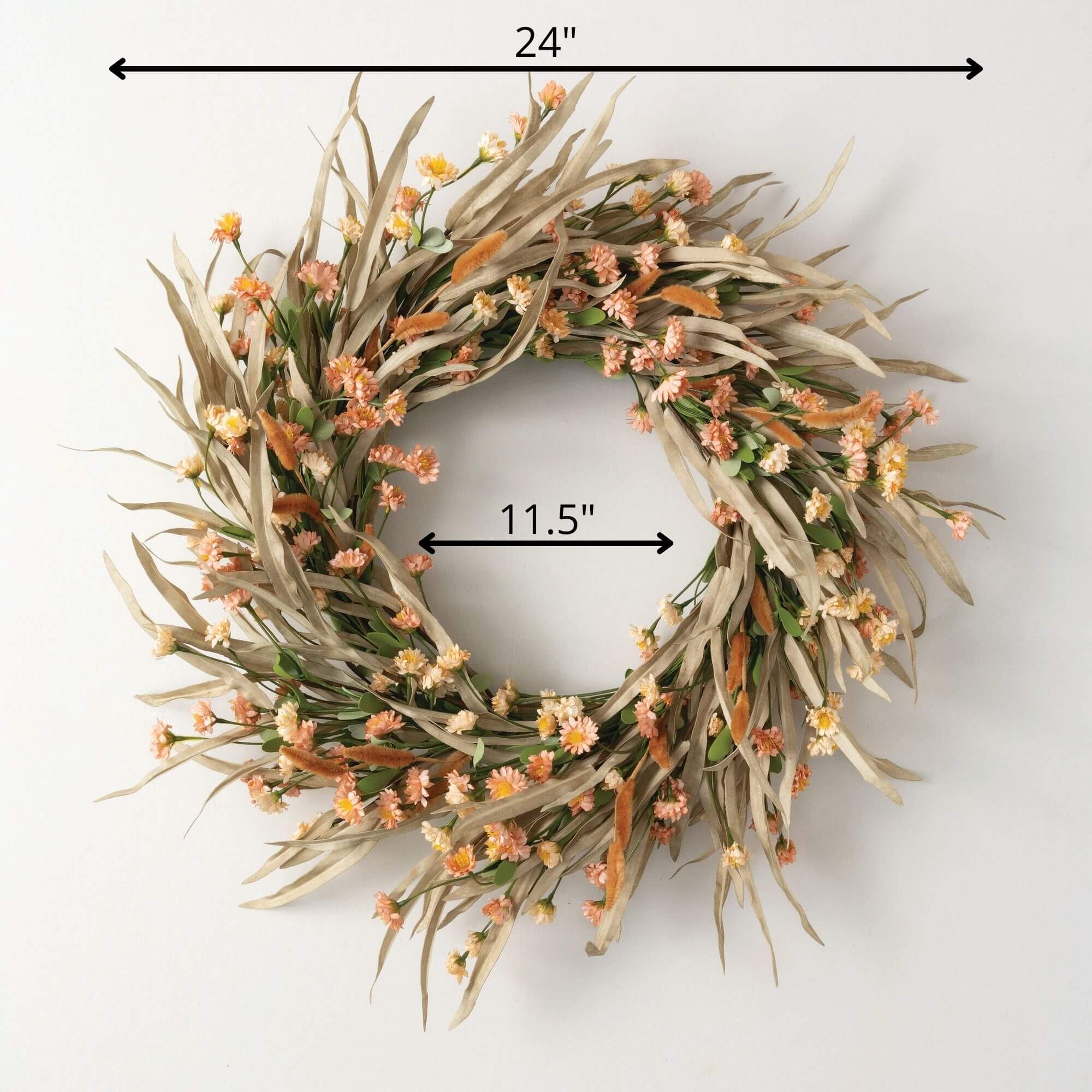 Grass &amp; Bunny Tail Wreath - 24&quot;