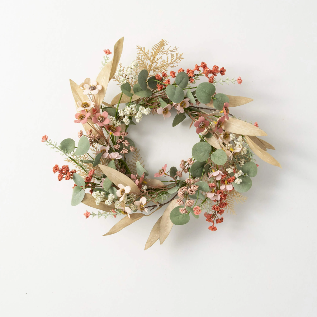 Eucalyptus &amp; Floral Wreath -15&quot;